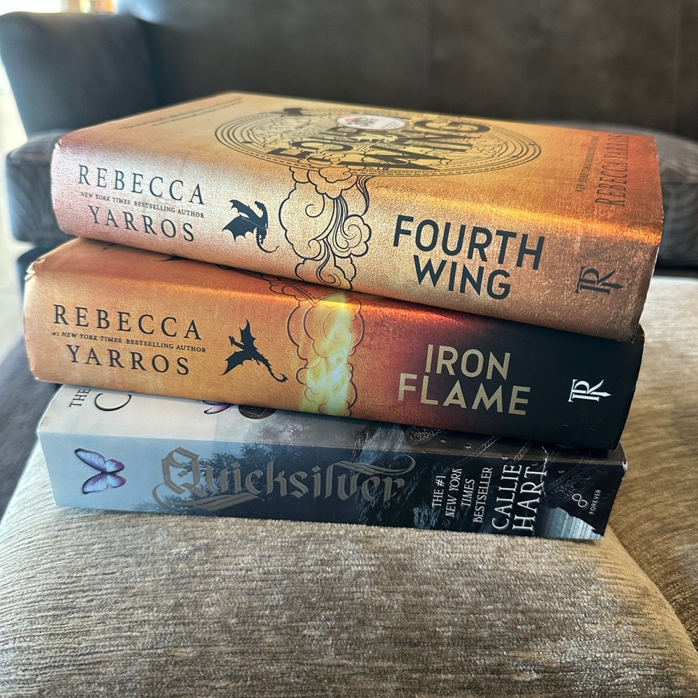 Fourth Wing and Iron Flame Books by Rebecca Yarros and Quicksilver